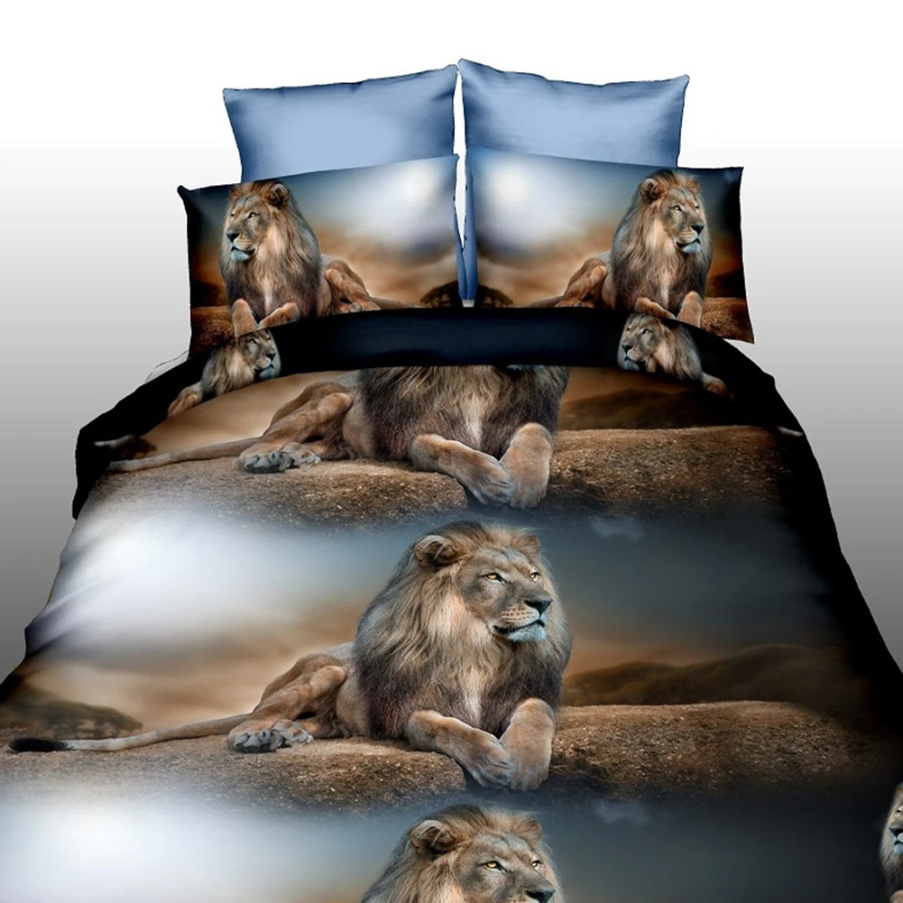 3D комплекты постельного белья с принтом льва и панды, 3 шт., постельное белье, наволочки, одеяло, пододеяльник, пододеяльник, набор постельного белья, домашний текстиль