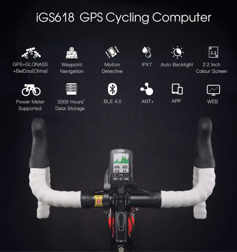 I GPS порт ANT + IGS618 велосипедный беспроводной Bluetooth секундомер Спидометр