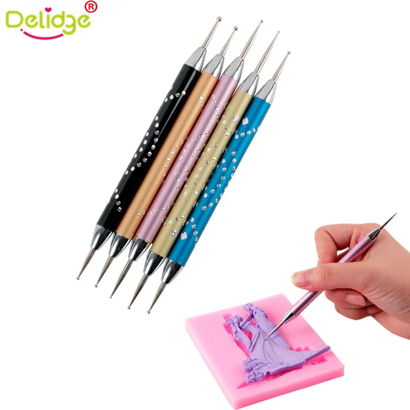 

Delidge 5 pcs/set Cake Fondant Needle Stainless Steel 10 Heads Fondant Painting Pen Cake Decoration Adjustment Needle