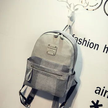 

Women Fashion PU Leather Backpack Designer Bag Girl's School Stitching Satchel Nappy Bags