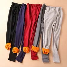 Velvet Winter Maternity Leggings Pants Clothes for Pregnant Women Warm Knitted High Waist Suspender Pregnancy Trousers B383