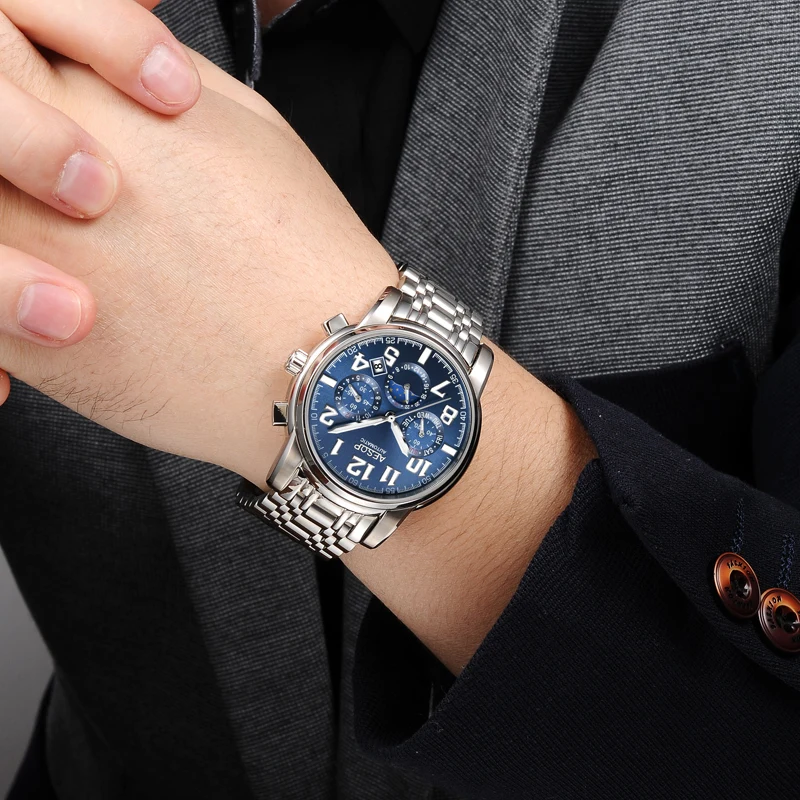 AESOP автоматические механические часы мужские роскошные брендовые Бизнес водонепроницаемые наручные часы из нержавеющей стали мужские часы Relogio Masculino