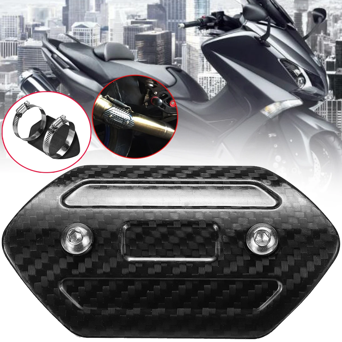 

Universal Motorcycle Exhaust Muffler Cover Carbon Fiber Color Protector Heat Shield Cover Guard for Motorcyle Motorcros 110x50mm