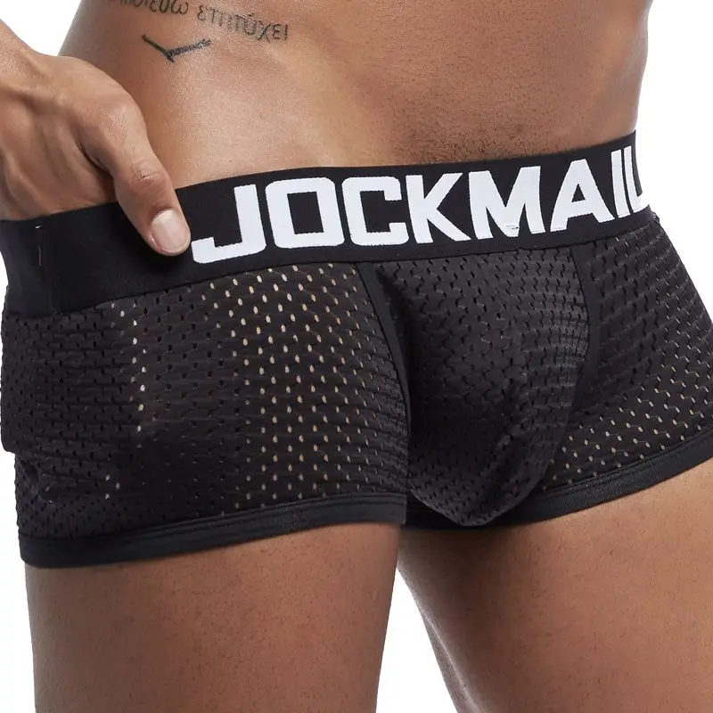 JOCKMAIL, 4 шт./лот, сексуальное мужское нижнее белье, боксеры, дышащая сетка, мужские трусы, u-образные выпуклые мужские боксеры, мужские трусы, летняя мужская одежда