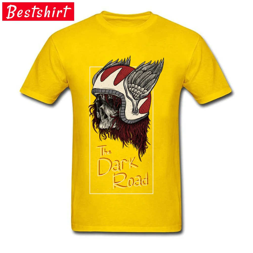 the dark road Casual Tees Short Sleeve for Men Cotton Autumn O-Neck T Shirts Hip hop Sweatshirts Fashionable Wholesale the dark road yellow