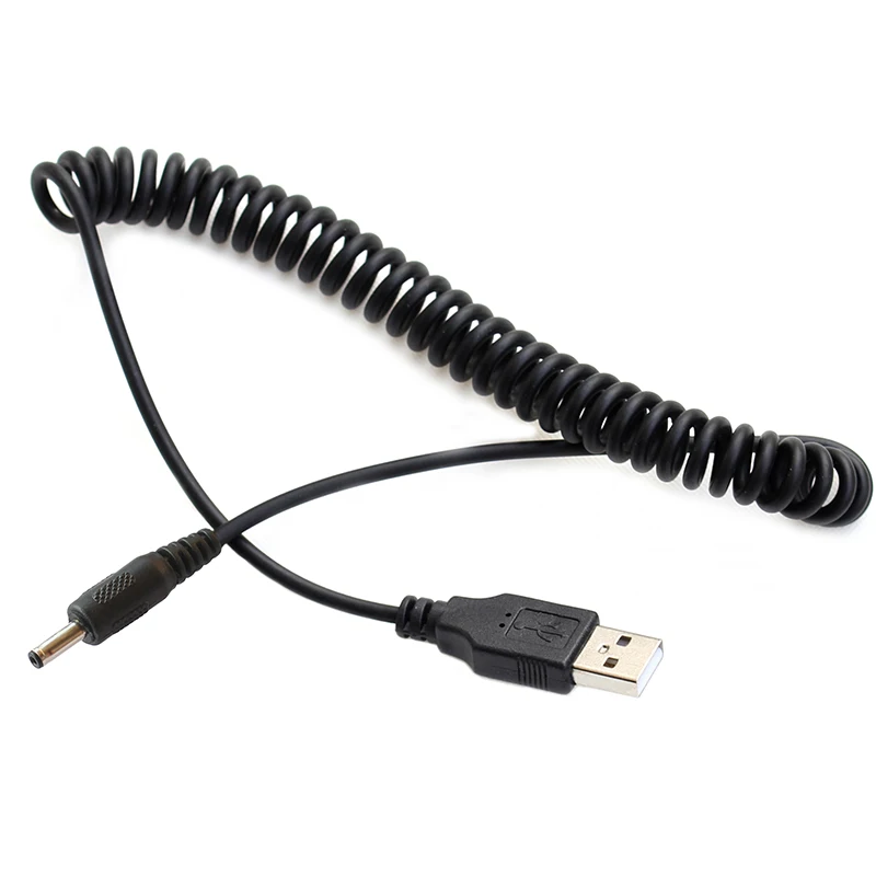 

USB to 3.5 mm /2.1 mm 5 Volt DC Barrel Jack Retractable Power Charging Cable for Current Devices via USB Plug