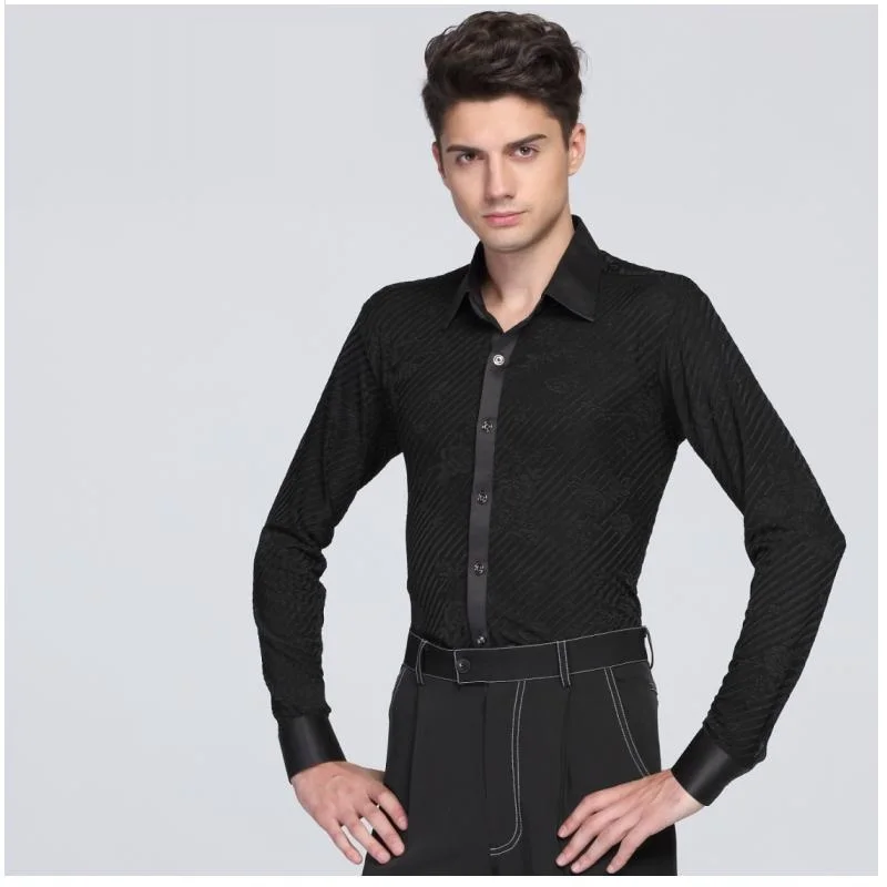 

Male Latin Dance Suit Adult Latin Dance Shirt Mens Shirts Training Clothes Modern Rumba Cha-cha Samba Jive Ballroom Coat B-6999