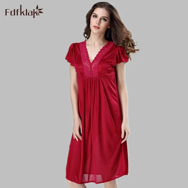 

Summer Dress 2017 Sexy Night V-Neck Nightwear Women's Negligee Women's Nightdresses Silk Nightgowns 4 Colors Black/White E1013