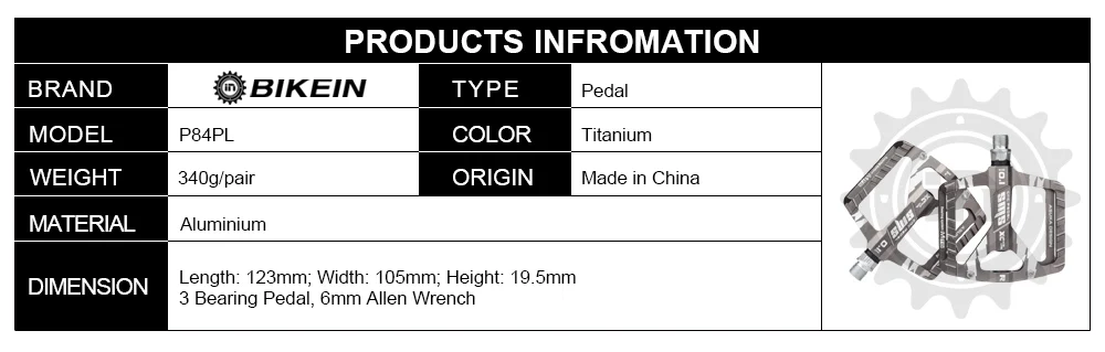 Bikein Велоспорт сверхлегкий горный Велосипедный спорт MTB Педали для автомобиля BMX 3 подшипника ЧПУ Алюминий платформа 9/16 дюймовый плоский Педали для автомобиля велосипед Интимные аксессуары