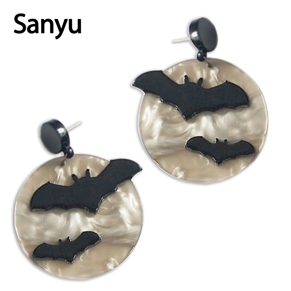 

Harajuku Dark Style 3D Bat Acrylic Drop Earrings Black Animal Big Round Dangle Earrings for Women Girl Lovely Fashion Earrings