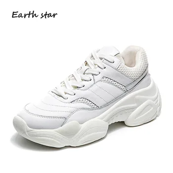 

Casual White Shoes Women zapatos de mujer Fashion Brand Genuine Leather Platform Sneakers Lady chaussure Autumn Female footware