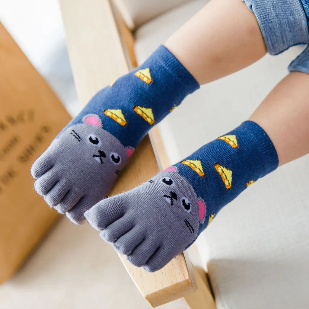 New Five Fingers Socks Baby Kids Girls Boys Cartoon Animal Anti Slip Cotton Socks Toddler Spring Autumn Winter Warm 5 toe socks