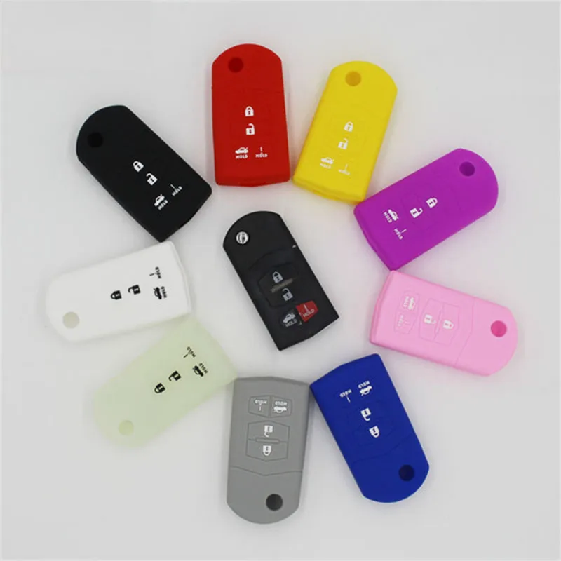 

Silicone Cover Holder fit for MAZDA 3 5 6 CX-7 CX-9 MX-5 Miata, RX-8 CX-9 4 Button Flip Remote Key Hollowed RD