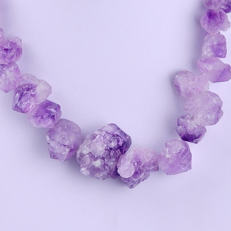 New Fashion Jewelry Amethysts Quartzs Natural Stone Beads Semi-precious Strand Stone Necklace For Women Bijoux Joyas