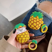 Силиконовый беспроводной чехол для зарядки наушников с изображением ананаса, защитный чехол для iPhone airpods 1/2 Box