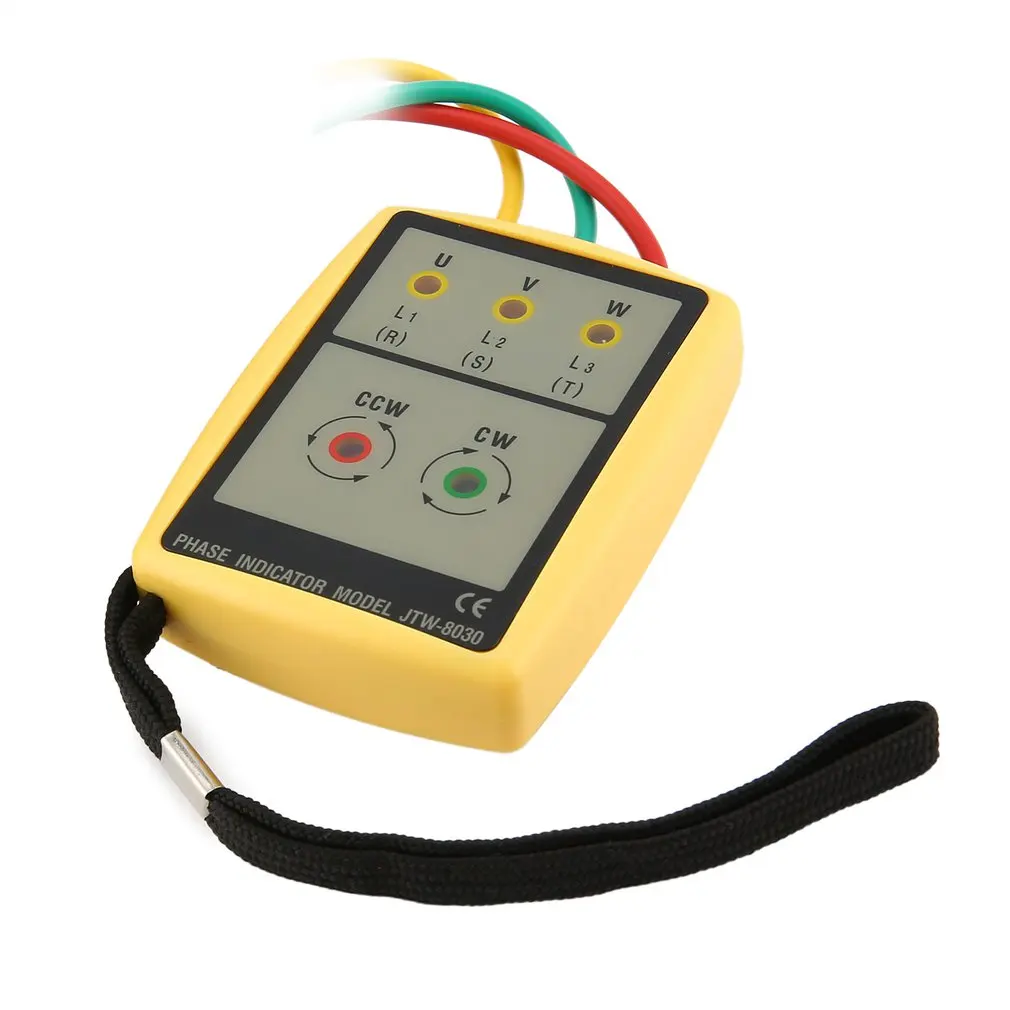 

JTW JTW-8030 Portable 3 Phase Sequence Meter Multimeter Presence Rotation Tester Phase Indicator Detector Meter LED Buzzer