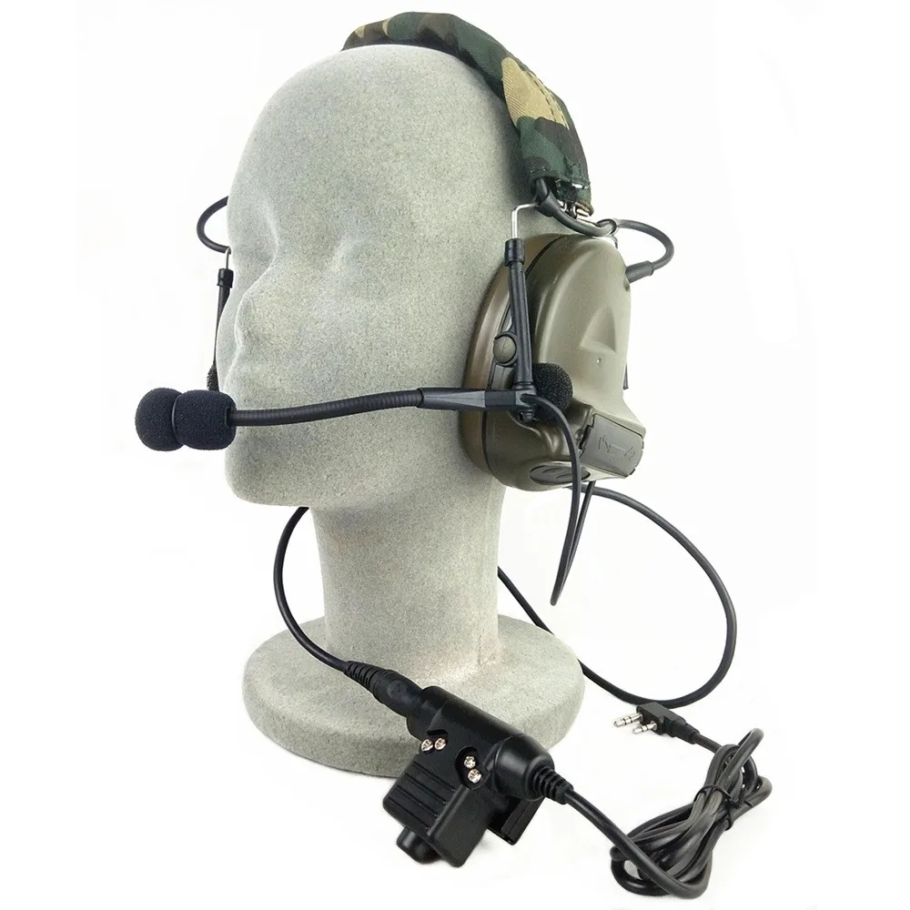 Z Tactical Headset Headphone With U94 PTT Kenwood 2 Way Pin Comtac II Noise Reduction Headset Walkie Talkie Dual PTT Olive Drab  (5)