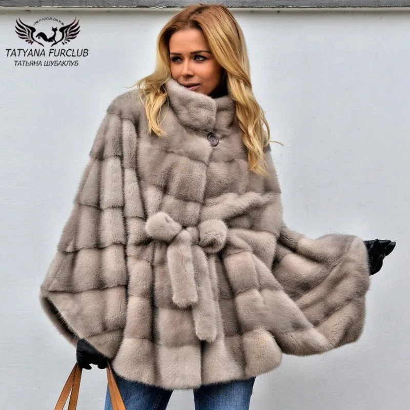 

Tatyana Furclub Real Fur Mink Coat For Women Bat Type Loose Mink Fur Coats Long natural fur coat Genuine Leather Fur Outwear