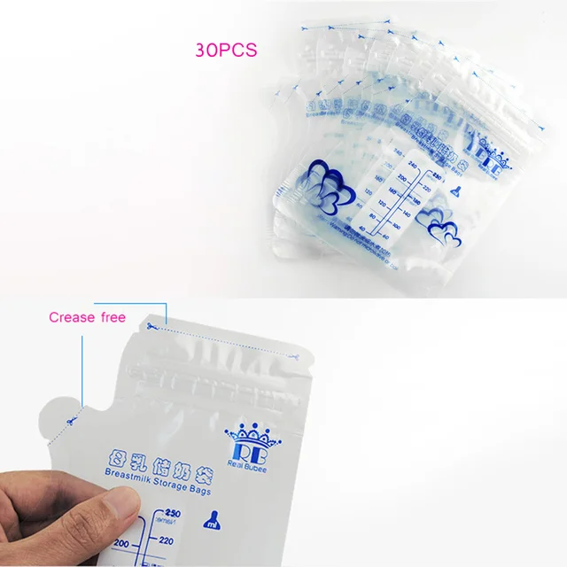 Real Bubee 30 Pcs 250 ML Baby Food Breast Milk Storage Bags PBA Free Safe Bag for Baby BM88