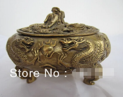 

0 Vintage Ancient Chinese Bronze Statue Dragon Playing Bead Censer Incense Burners
