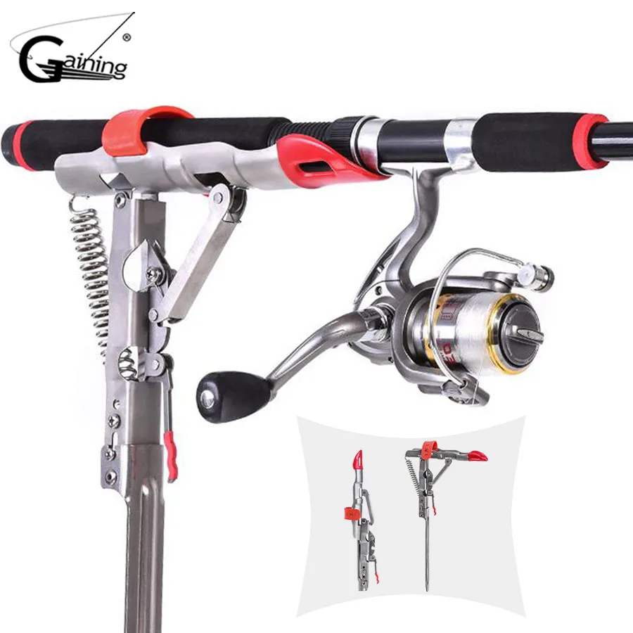 2019 New Stainless Steel Automatic Spring Fishing Rods Holders Adjustable Sensitivity Folding Fishing Bite Bracket 375g 1