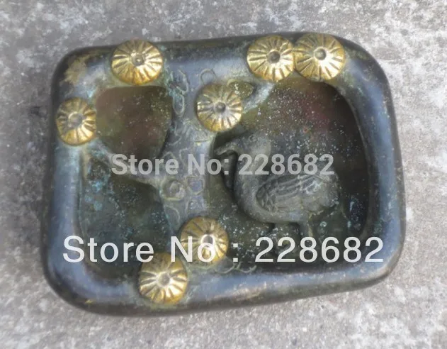 

Metal Crafts Collection Chinese Handwork Old Bronze Pine Tree Crane Statue Pen Brush Washer fast Shipping