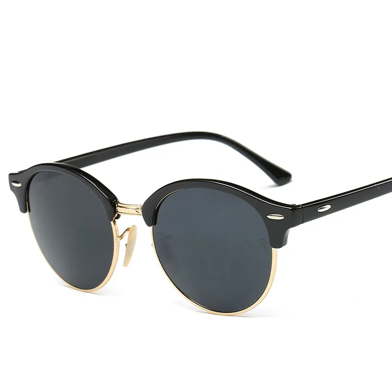 Классические круглые зеркальные Модные солнцезащитные очки для мужчин и женщин с защитой от ультрафиолета UV400 Солнцезащитные очки с заклепками для мужчин и женщин