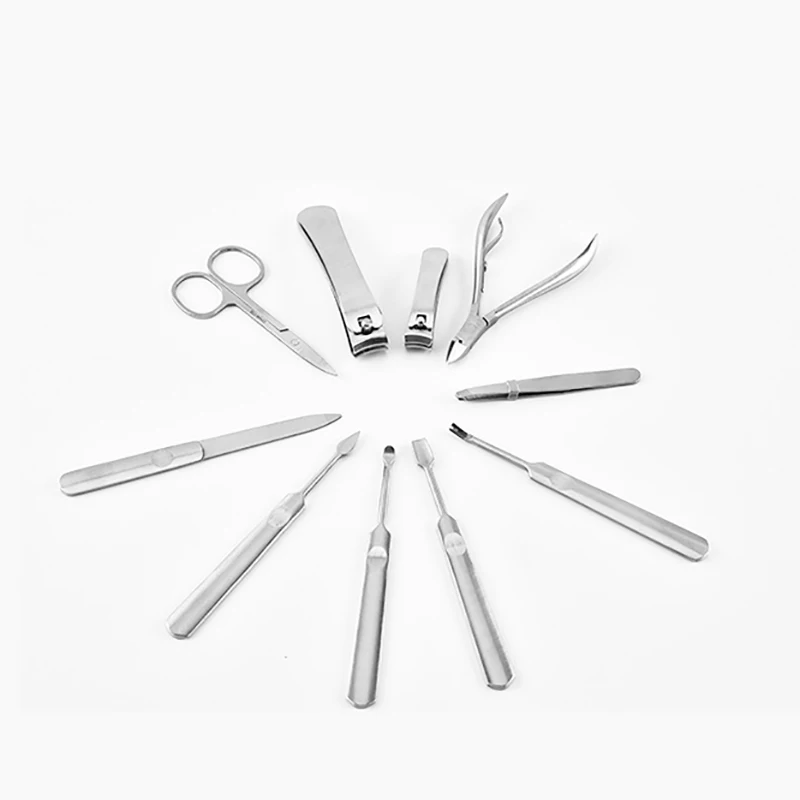 Instrumentos de Manicure Cortador de Unhas Case de Viagem Inoxidável Grupo Kit Pedicure Manicure Ferramenta Tesoura Profissional 10 Pçs - Set Aço 11 Manicure Ferramenta Tesoura Profissional Caso de Viagem