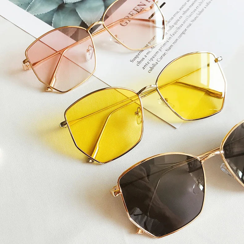 Ретро нестандартные Солнцезащитные очки женские металлические прозрачные солнцезащитные очки UV400 большие солнцезащитные очки