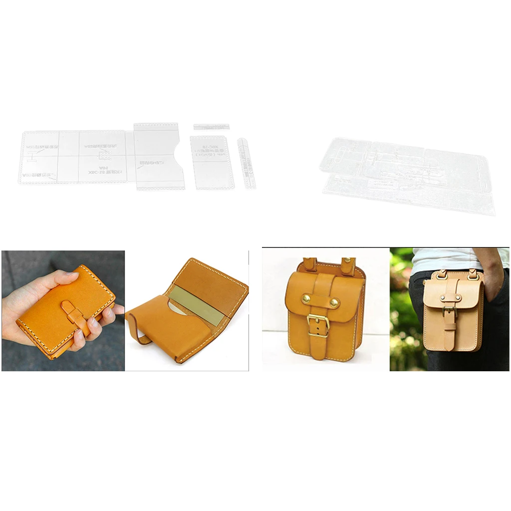 13Pcs Wallet Leather Template Clear Acrylic Leather Template Kit Tool for DIY Leathercraft Bag
