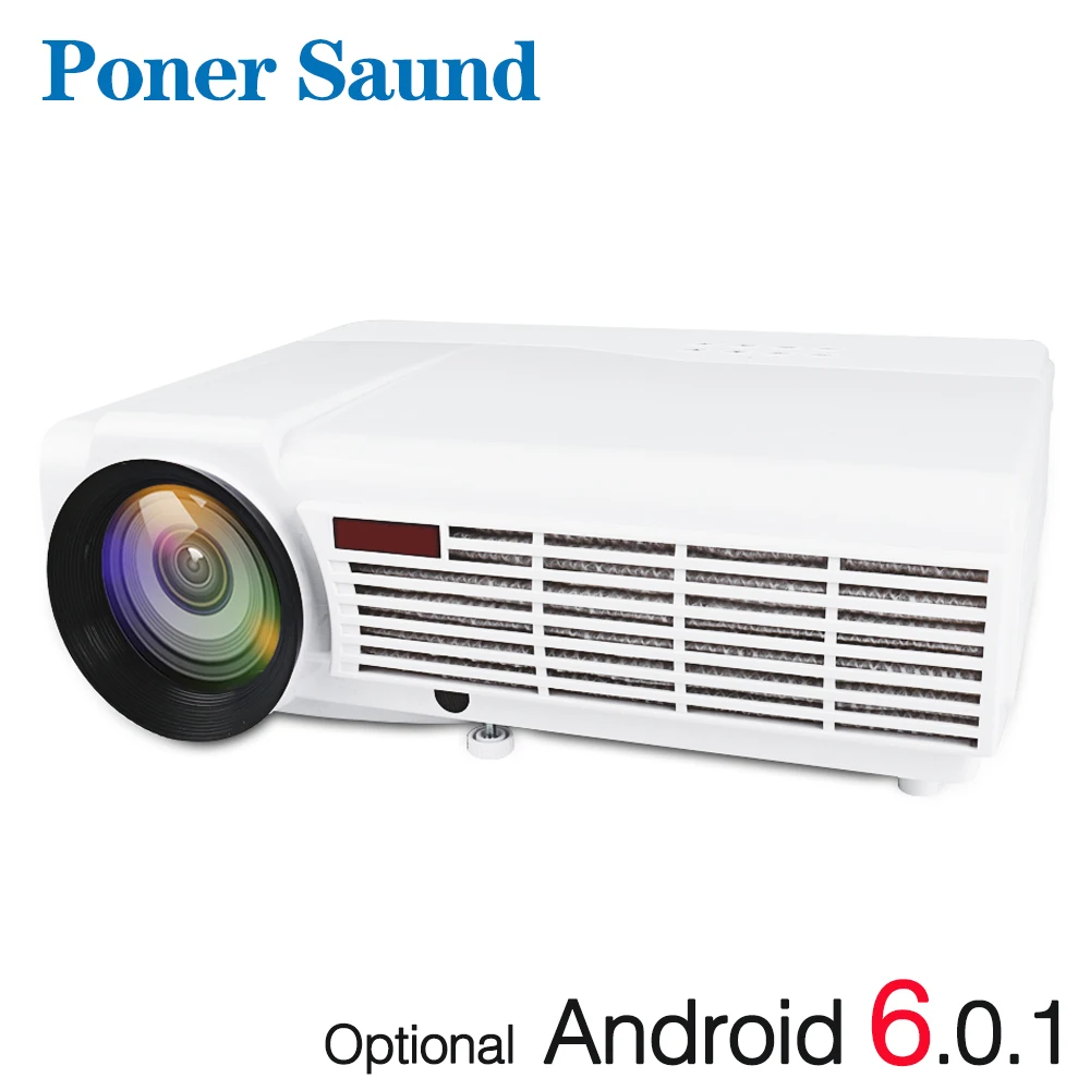 Poner Saund LED 96 Full HD Projector Home Theatre Optional Android 6.0 Bluetooth WIFI Support HD 1080P HDMI USB VGA LCD Beamer