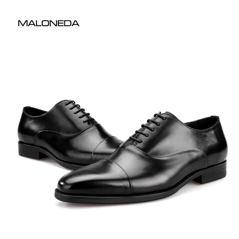 Vestir Negocios Maloneda Hecha Hombre naranja A Para Mano Planos De Negro Suela Marca Formal Cuero Moda Nueva Zapatos Goma qnH0qA