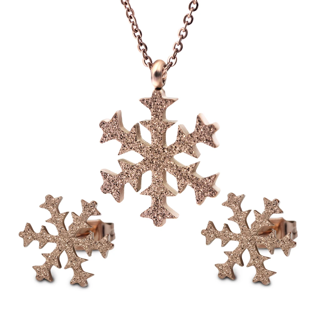 Hot Fashion Sparking Rose Gold Color Women font b Jewelry b font Sets Including Snow Stud