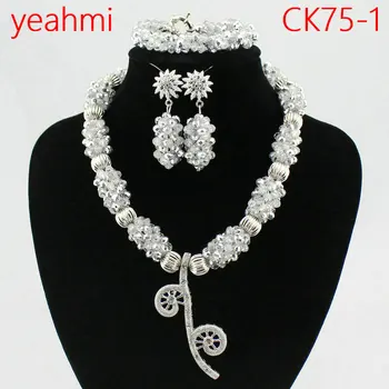 

2019 Nigerian Wedding African Beads Jewelry Sets Luxury Dubai Gold Accessory Statement Jewelry Set Christmas Gift Jewelry CK75-1