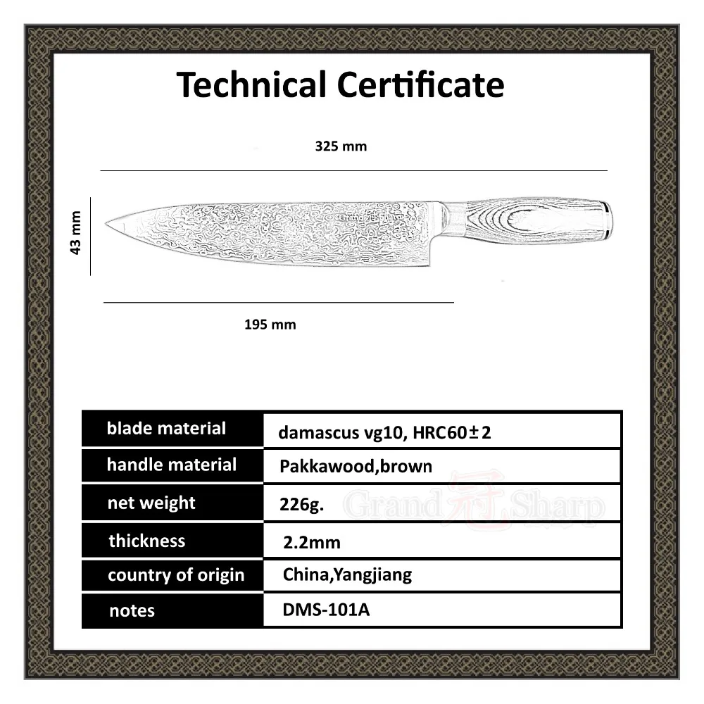 Дамасский поварской нож 8 дюймов 67 слоев японский дамасский VG-10 из нержавеющей стали дамасский клинок кухонный нож Pakka Ручка PRO