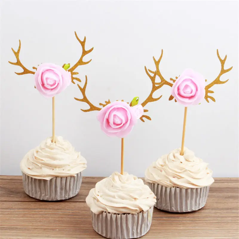 Faroot Happy Birthday flower unicorn Cake Topper Glitter