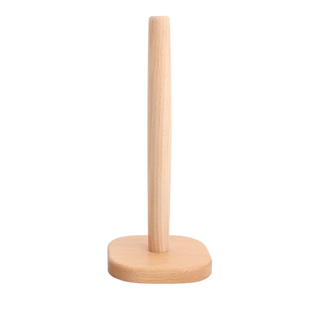 

Storage Rack Round Wooden Kitchen Tools Roll Organizer Beech Durable Holder Paper Towel Stand