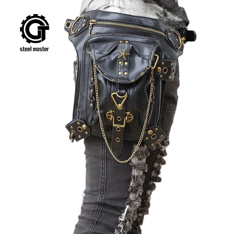 

2016 women's vintage messenger bag handbag steam punk shoulder bag fashion retro rock waist pack small bag