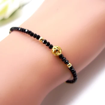 

14K Solid gold spinel Bracelet Charm jewelry Mini Beads Jewelry Gemstone Bracelet Fashion gift for girls sister and women