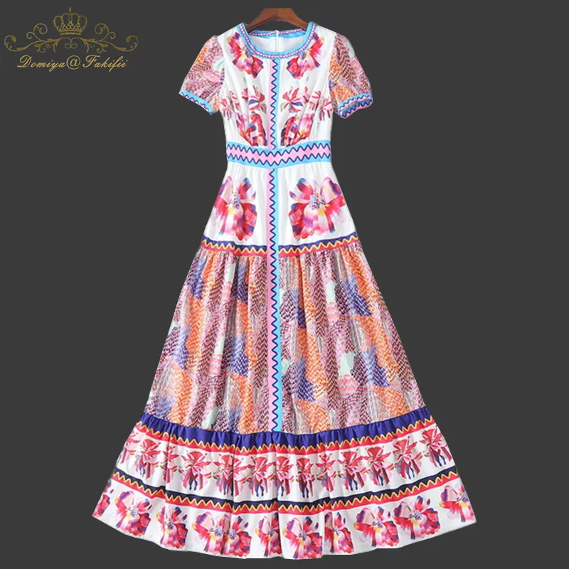 

Family Clothes 2018 Luxurious Brand Summer Women Hot sell Fashion Pattern Dress O-neck Party Dresses Girl Casual Office Dress