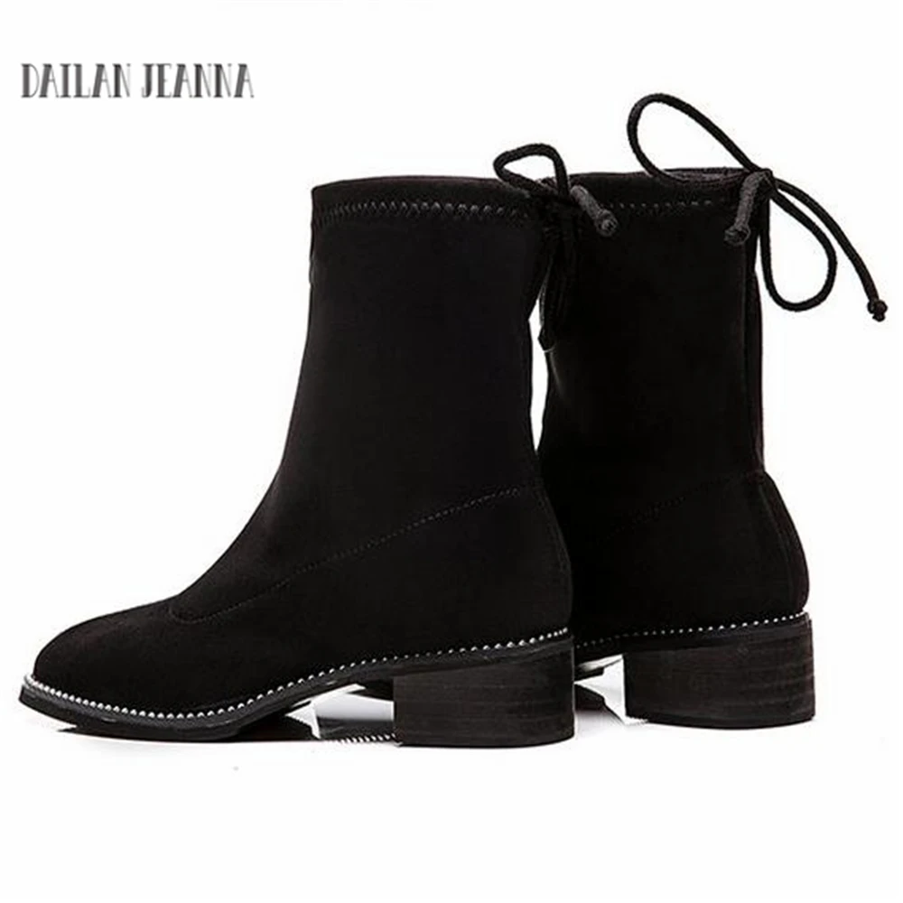 Autumn and winter new socks women's shoes thick high heels low heels