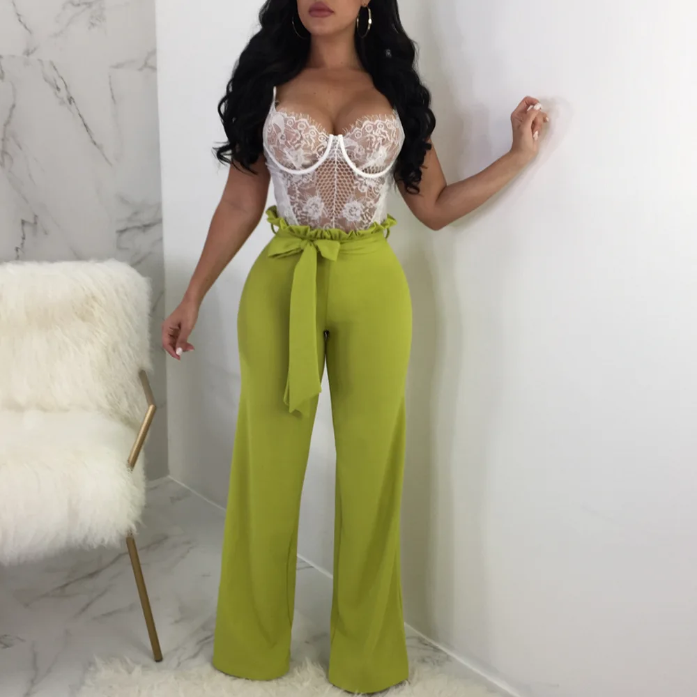 

SN high ribbon waist woman pants