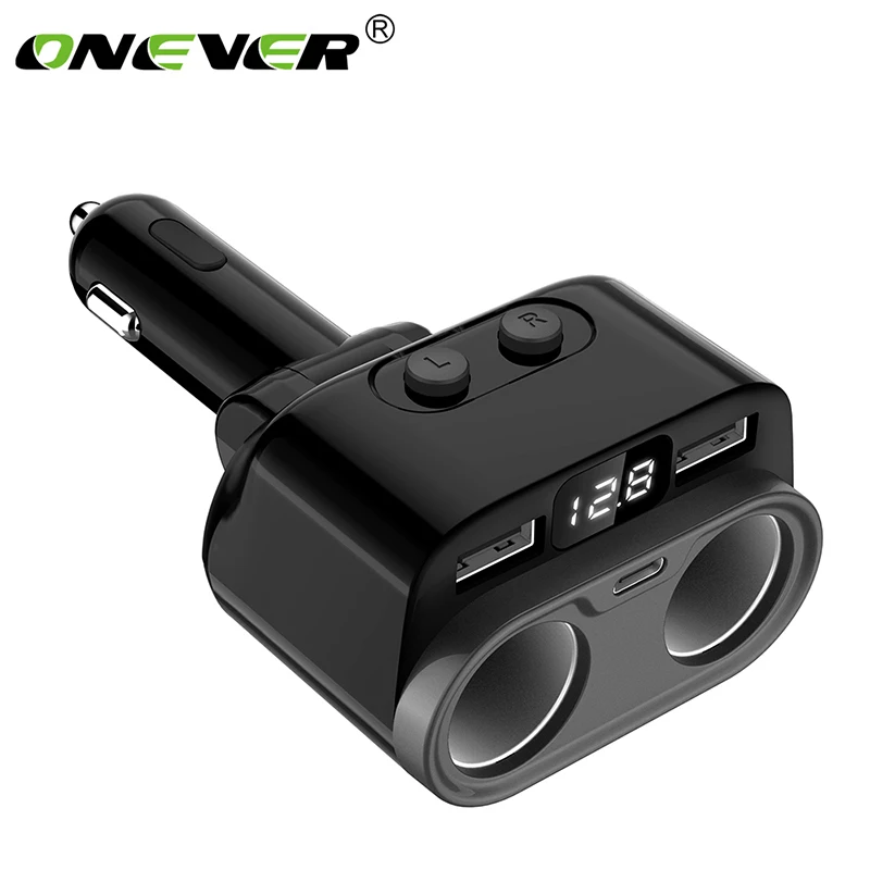 

Onever 2 Cigarette lighter Ports Hub USB Charger Adapter For Smartphone Tablet Car Fast Chargers Car accessories With USB TYP-C