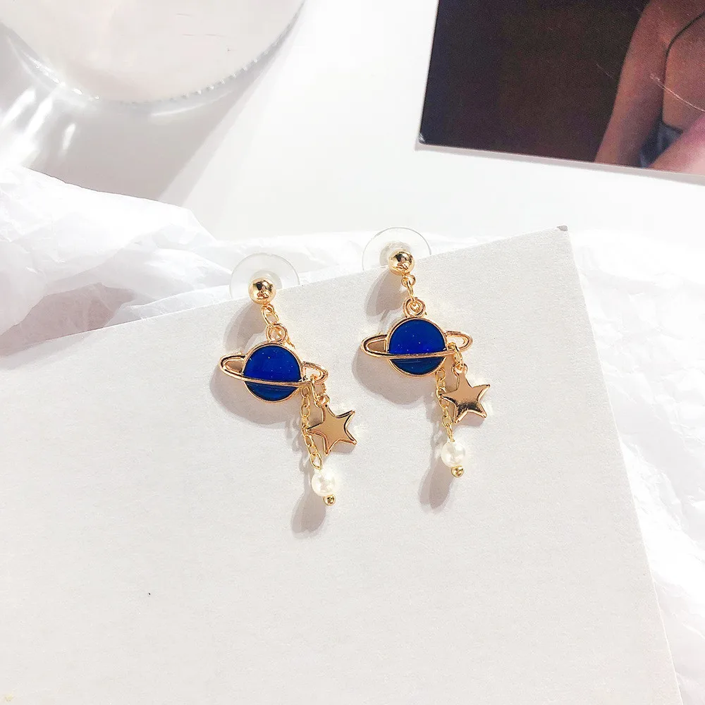 

Dominated 2019 New Metal Five-pointed Star earrings fashion Pearl Personality Drop earrings Jewelry