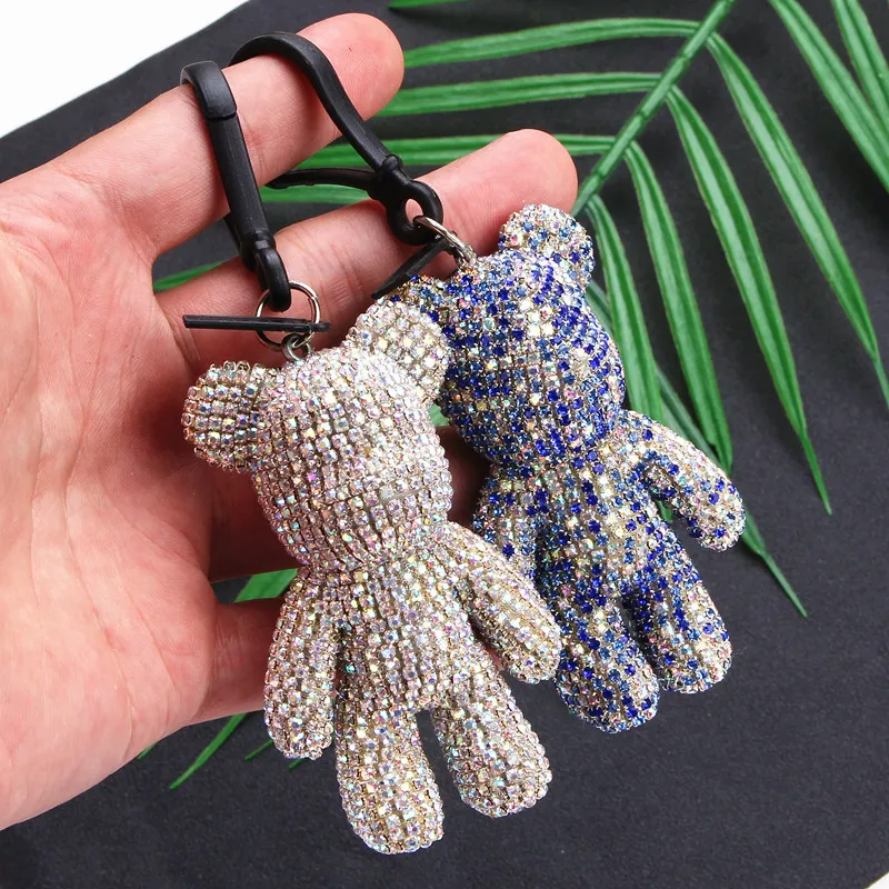 

Bomgom Rhinestone Cartoon Gloomy Bear Keychain Car Tassel Key Chain Ring Holder Pendant For Bag Charm Chaveiro llaveros mujer