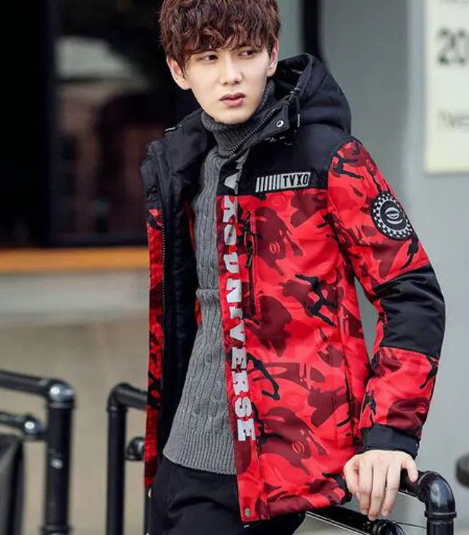 Hot Fashion Parka Camouflage Mens Warm Winter Hooded Zipper Coats Men Jacket Keep Warm Eiderdown Cotton Hoodies M~3XL