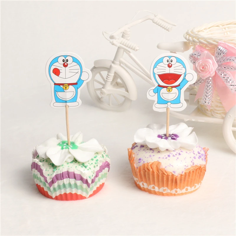 48 Pcs Lot Mignon Doraemon Viking Cupcake Toppers Picks Decoration Pour Enfants Fete D Anniversaire Faveurs De Mariage Fournitures Aliexpress