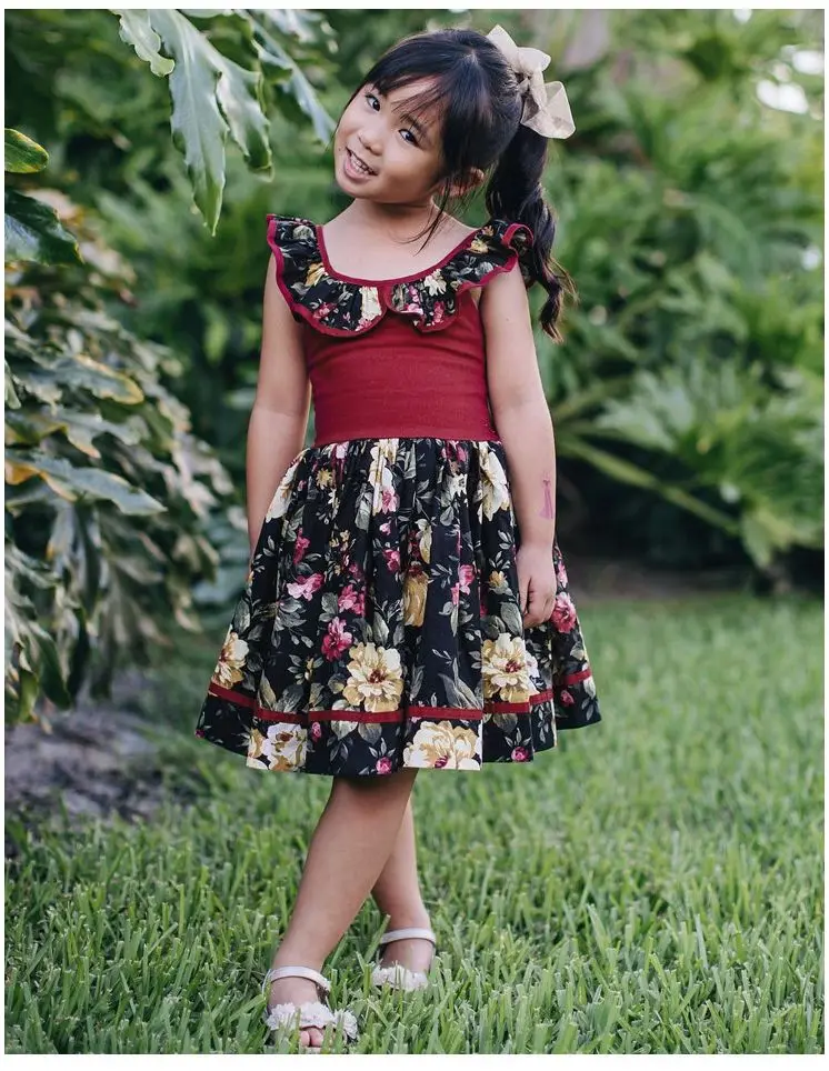 

CALOFE 2019 Summer Girls Dress Baby Floral Open Back Strap Dress Dress Wedding Pageant Formal Dresses Sundress Clothing