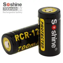 2 шт Soshine 3,7 V RCR123 литий-ионный аккумулятор 16340 3,7 V 700mAh Защищенный Литий-ионный аккумулятор+ чехол для аккумулятора коробка для хранения