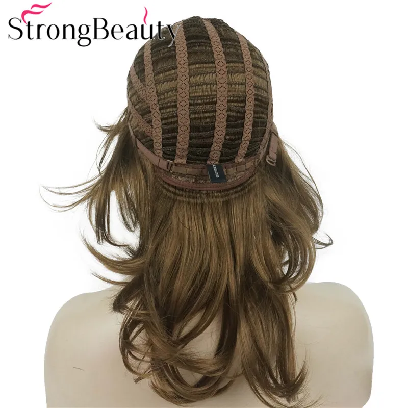 StrongBeauty парик средней длины волнистые волосы натуральные синтетические парики